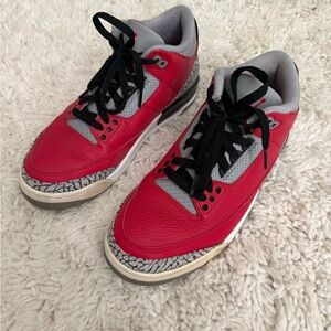 Jordan 3 Men's Red Gray Black Retro Sneakers